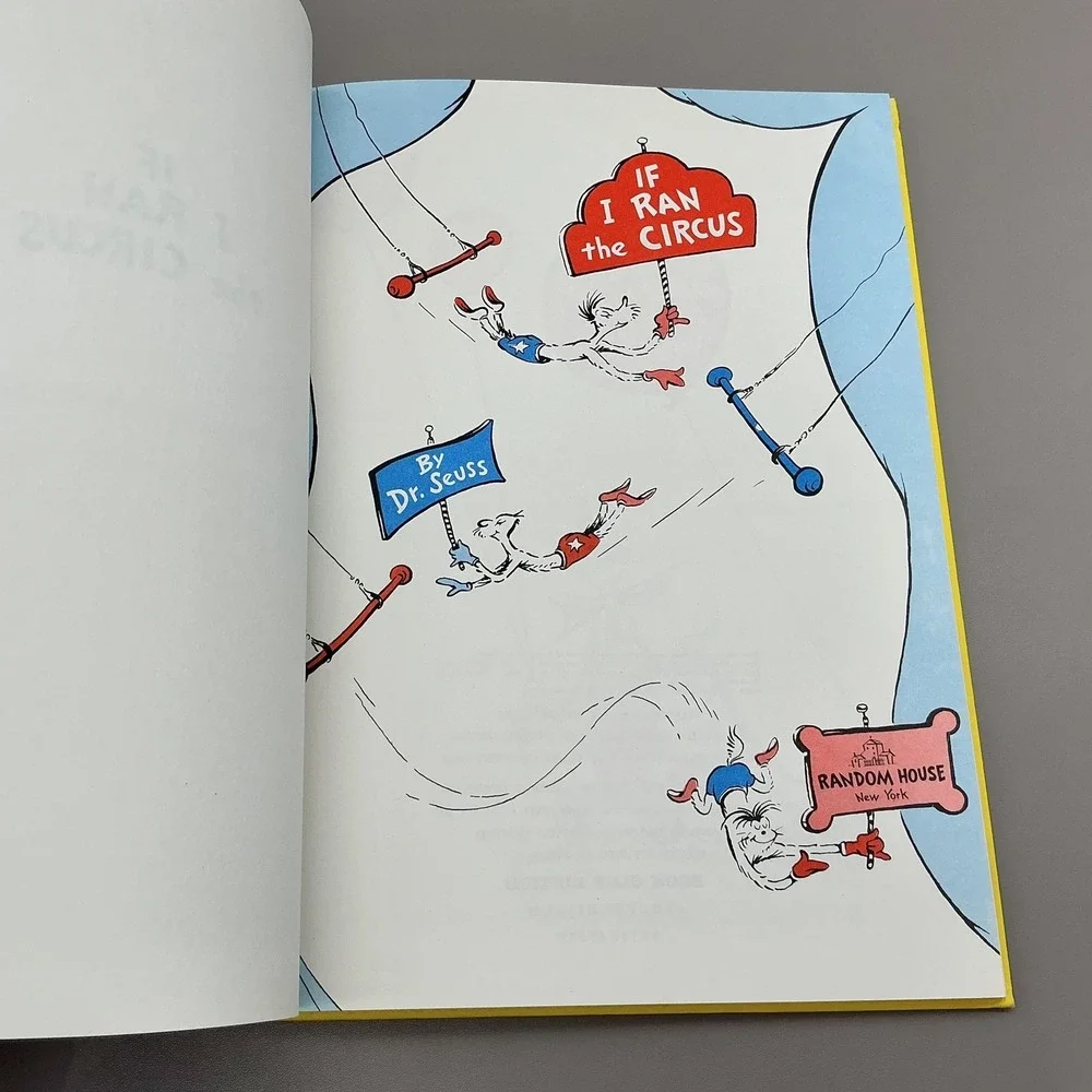 Vintage If I Ran The Circus Dr Seuss 1956 Random House HC Red Yellow Illustrated
